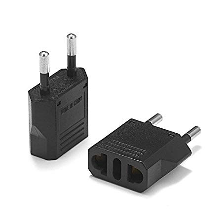 United States to South Korea Travel Power Adapter to Connect North American Electrical Plugs to Korean Outlets for Cell Phones, Tablets, e-Book Readers, and More (2-Pack, Black)