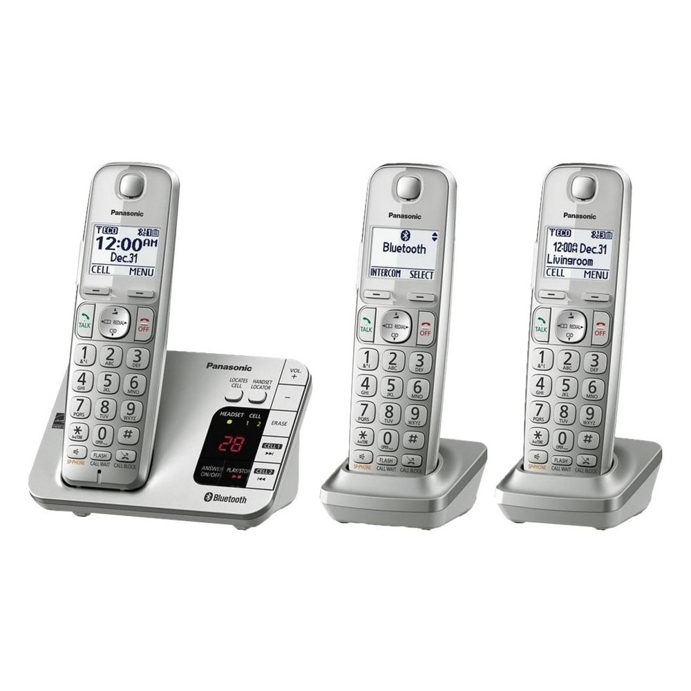 Panasonic - KX-TGE463S Link2Cell DECT 6.0 Expandable Cordless Phone System with Digital Answering System - Silver