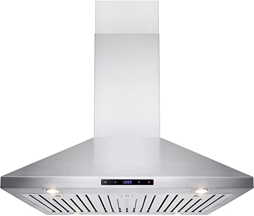 AKDY 36 in. Convertible Kitchen Island Mount Range Hood in Brushed Stainless Steel with LEDs and Touch Control