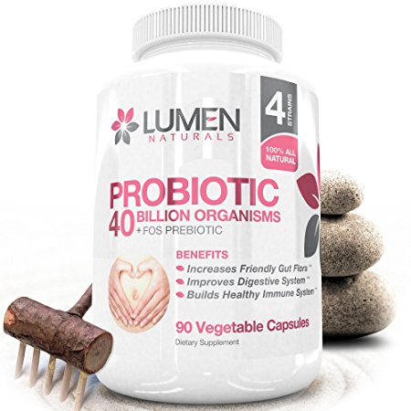 Probiotic 40 Billion CFU - High Strength Digestive Enzymes to Boost Immune System for Upset Stomach Relief & Improved Colon Health - Shown to Promote Weight Loss for Men & Women - Includes Lactobacillus Acidophilus Probiotics - 90 Capsules