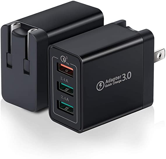 Boxeroo 2-Pack 30W USB Wall Charger 3-USB(1xQuick Charge  2x5V2.4A) Conpatible for iPhone X, Galaxy, Nexus, HTC, and More