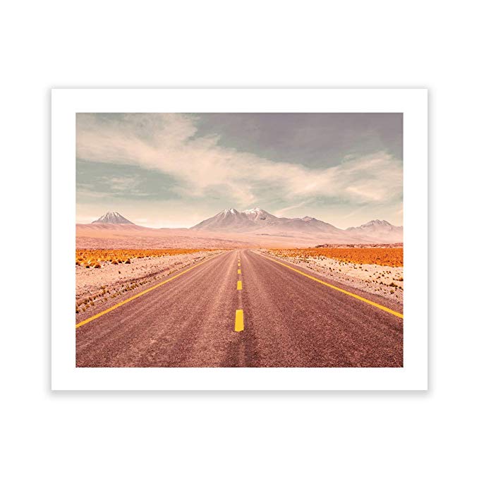 Humble Chic Wall Art Prints - Unframed HD Printed Modern Picture Poster Decorations for Home Decor Living Dining Bedroom Kitchen Bathroom Office Dorm Room - Endless Highway Desert, 16x20 Horizontal