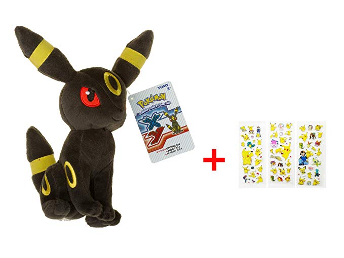 Umbreon ~9" Mini-Plush: Pokemon Evolution of Eevee Series with ONE random Pokemon Sticker Gift