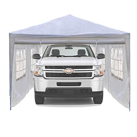 ALEKO APT20X10GAZEBO Outdoor Event Carport Garage Canopy Tent Shelter Storage Wedding Party 20 x 10 x 8.5 Feet White