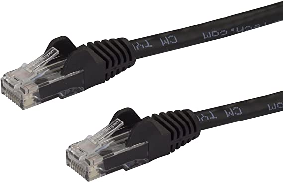 StarTech.com 35ft CAT6 Ethernet Cable - Black CAT 6 Gigabit Ethernet Wire -650MHz 100W PoE RJ45 UTP Network/Patch Cord Snagless w/Strain Relief Fluke Tested/Wiring is UL Certified/TIA (N6PATCH35BK)