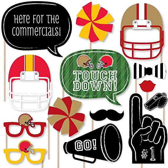 Big Dot of Happiness Super Football Bowl - Party Photo Booth Props Kit - 20 Count