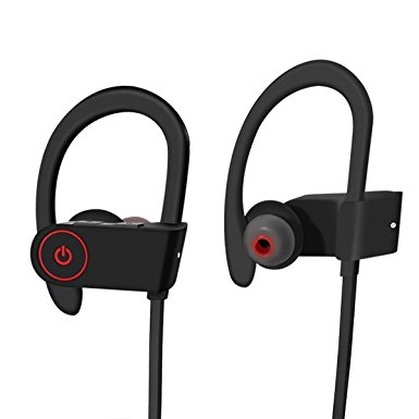Bluetooth Headphones, Couradric Wireless Sport Headphones IPX7 Waterproof HD Stereo Sweatproof Earbuds Built-in Microphone Workout 8-Hours Battery Noise Canceling Headsets for Running Exercising