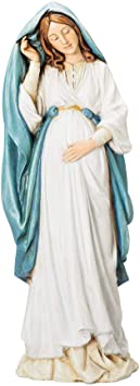 Roman Joseph's Studio Expectant Mary Figure, Renaissance Collection, 8.75" H, Resin and Stone, Religious Gift, Decoration, Collection, Durable, Long Lasting