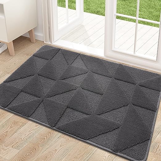 OLANLY Door Mats Indoor, Non-Slip, Absorbent, Dirt Resist, Entrance Washable Mat, Low-Profile Inside Entry Doormat for Entryway (30x17 inches, Dark Grey)