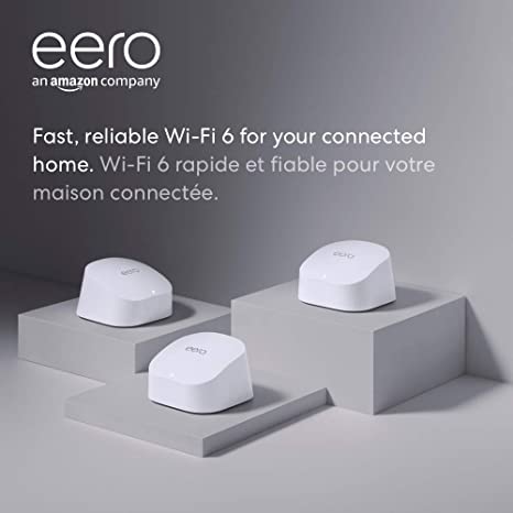 Introducing Amazon eero 6 dual-band mesh Wi-Fi 6 system with built-in Zigbee smart home hub (1 eero 6 router   2 eero 6 extenders)