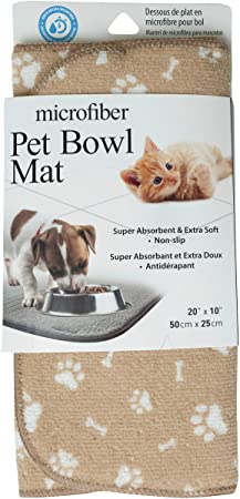 Jacent Microfiber Non-Slip Pet Bowl Mat, 20 x 10 Inches