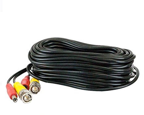 Pre-made 60ft All-in-One BNC Video and Power Cable Wire Cord with Connector for CCTV Security Camera