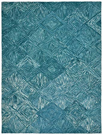 Rivet Motion Modern Patterned Wool Area Rug, 5' x 7' 6", Marine Blue