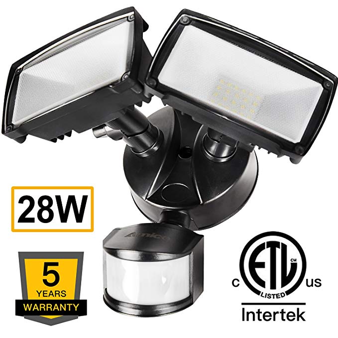 Amico 28W LED Security Lights Outdoor, 2500 Lumens Motion-Activited Outdoor Light, Motion Sensor Light, ETL Listed, 6000K, IP65 Waterproof, Adjustable Head Flood Light for Yard and Garage