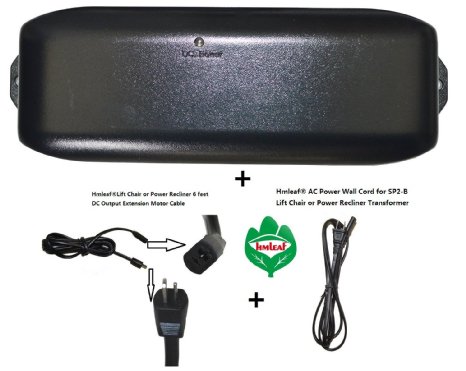 Hmleaf®Okin Power Recliner SP2-B or Lift Chair Power Supply Transformer with Battery Backup AC Power cord Motor cable