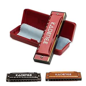 Kadence Daitonic Harmonica T104, With Learning course Key of C 10 Holes 20 tones Mouth Organ for Kids Adults and Beginners,with Hard Case (Red)