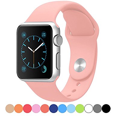 Apple Watch Band, Acytime Soft Silicone Sport Style Replacement Watch Strap for Apple Watch All Models 38mm Light Pink