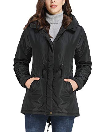 iLoveSIA Womens Soft Fuzzy Lined Parka Coat Hooded Jacket