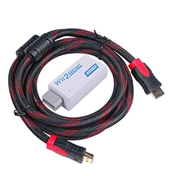 WOVTE Wii to HDMI Converter Real 720P 1080P HD Output Video Audio Converter Adapter with High Speed HDMI Cable 6 ft Supports All Wii Display Modes