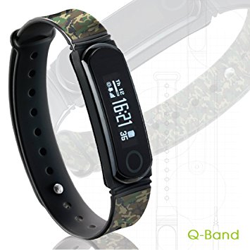 Q-Band Fitness Tracker - Watch, Activity, Steps, Fitness, Calories & Sleep Tracker Wristband - Wireless Bluetooth Synchronization with iPhone & Android Devices - Durable Battery- OLED Display