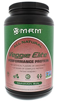 MRM - Veggie Elite Performance Protein, 24 Grams of Flavorful Plant-Based Protein Allergen-Free, Alternative to Whey, Vegetarian & Vegan Approved (Cinnamon Bun, 2.2 lbs)