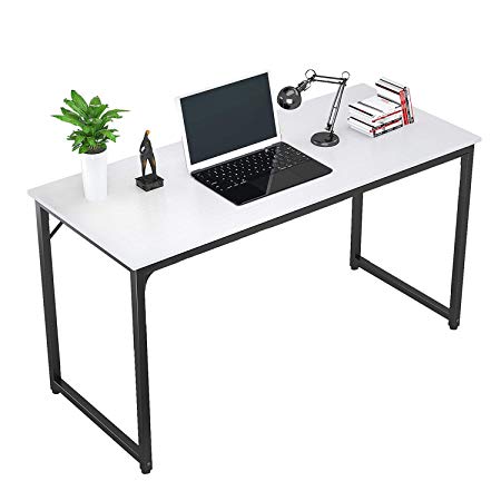 Foxemart Computer Desk Modern Sturdy Office Desk PC Laptop Notebook Study Writing Table for Home Office Workstation, White