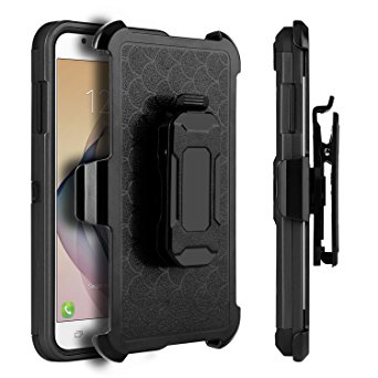 Galaxy J7 V Case, J7 Perx Case, J7 Sky Pro Case, J7V Case,J7 Prime Case, Galaxy Halo Case, LingAo 4 in 1Tough Rugged Dual Layer Protective Case with Kickstand for Galaxy J7 2017 (Black)