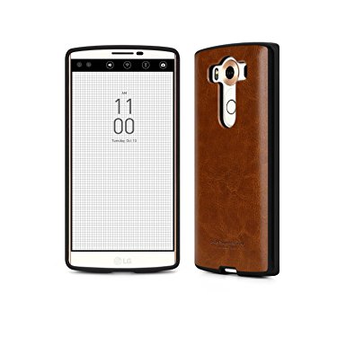 [Tridea] Anti-Shock LG V10 Power Guard [Brown] Premium Synthetic Leather Bumper Case for LG V10