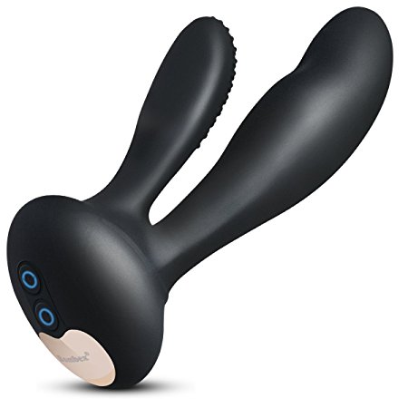 BOMBEX Rabbit Vibrator- Vaginal & Clitoral Vibrating Dildo - Silicone Vibe for Women & Couples, Rechargeable & Waterproof Stimulator with 10 Vibration Modes, Matte Black