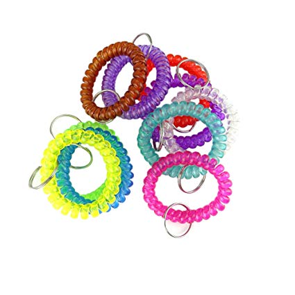 Honbay Flexible Spiral Coil Wrist Band Key Ring Chain, Pack of 10, Assorted colors