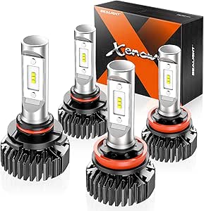 SEALIGHT 9005/HB3 H11/H8/H9 Bulbs, 9005 H11 Fog Bulbs with Plug and Play, 44,000LM, Non-polarity, Wider Driving Vision, Fog Light, Powersports Bulbs and Assemblies, Pack of 4