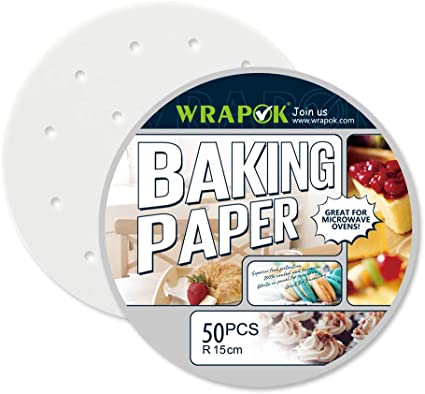 Wrapok 6" Kitchen Perforated Parchment, Bamboo Steamer Liners, Not Stick Steaming Papers 50 Count