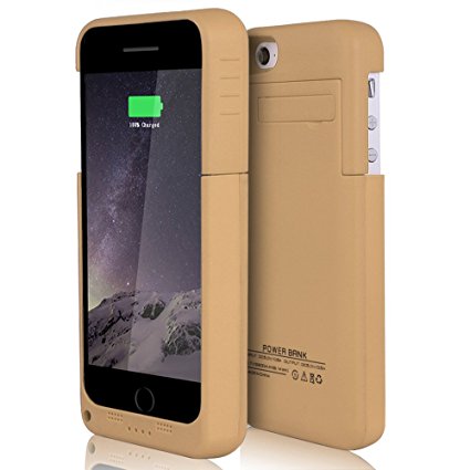 Btopllc 2200mAh Battery Battery Case Back Up Power Bank for iPhone 5/5S,Portable Extended Power Case, External Battery Charger Backup Protector Cover Case (Golden)