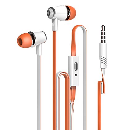 Dastone 3.5mm Noise Isolating Bass In-ear Stereo Earphones Earbuds Headset,headphones with Remote Control & Microphone for Smartphones Tablets Laptops Earphone Andriod IOS (Orange)