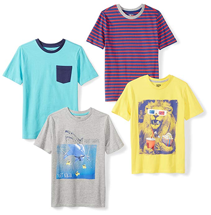 Amazon Brand - Spotted Zebra Boys' 4-Pack Short-Sleeve T-Shirts