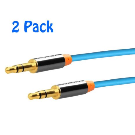 2 Pack65 Feet  20 Meter- 35mm Male To Male Stereo Auxiliary Aux Audio Cable -Gold Plated Plugs Designed for iPhone iPad iPod Smartphone Tablet and MP3 PlayerBlue