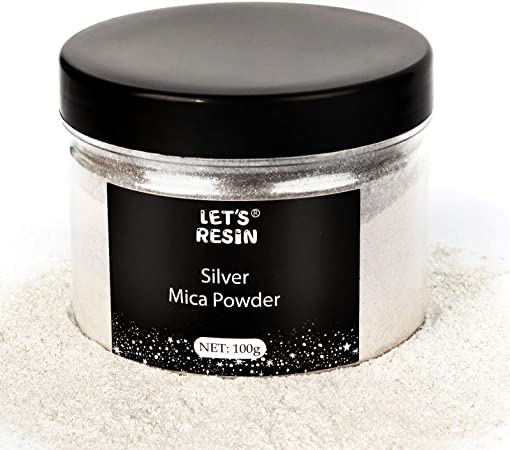 LET'S RESIN Sliver White Mica Pigment Powder, 3.5 Ounces/ 100 Grams White Mica Powder for Soap Making, Shimmer Resin Pigment Powder for Epoxy, Slime, Bath Bomb, DIY Crafting Projects