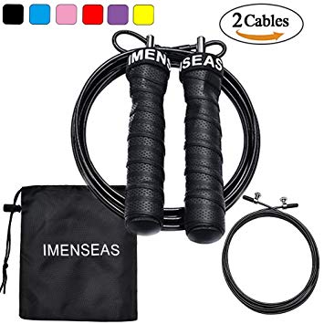 IMENSEAS Speed Jump Rope Workout Steel Wire Adjustable Jumping Ropes 2 Cable -1 Heavy and 1 Light Cable for Kids Men & Women Great for Double Unders, Crossfit Training, Boxing, and MMA Workouts