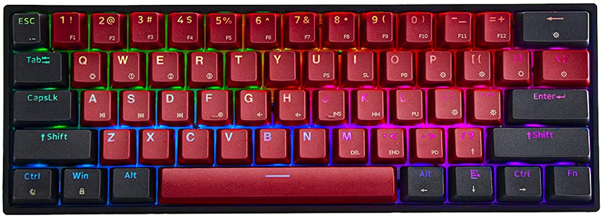 EPOMAKER SKYLOONG SK61 60% Hot Swappable RGB Mechanical Gaming Keyboard, Programmable NKRO with Shine Through PBT Keycaps, IP6X Waterproof, for Win Mac Gamer (Gateron Mechanical Red, Wine Red)