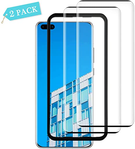 LQLY P40 Pro Screen Protector (2 Pack), [Full Screen Coverage] [Ultra Clear] [Case Friendly] [Anti-scratch] [Easy-install] Tempered Glass with Alignment Frame for Huawei P40 Pro