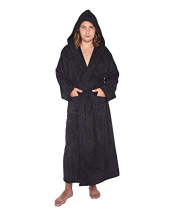 Women's Men's Pacific Style Full Length Hooded Turkish Cotton Bathrobe