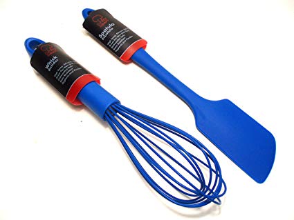 Premium Silicone Wire Whisk & Spatula Set (Blue)