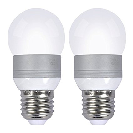 (Pack of 2) 5w E26 LED Bulbs, 12 Volt, Warm White, Round Shape, 40w Equivalent, Solar Powered LED Bulbs, Off Grid LED Bulbs