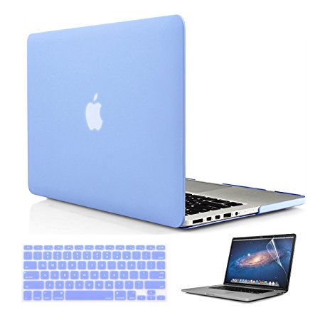 KEC MacBook Pro 13 Inch Case (2016, No Touch Bar) Plastic Hard Shell Cover with KeyBoard Cover   Screen Protector 3 in 1 A1708 (Turquoise Blue)