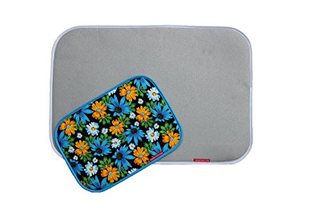 TheQuiltMate - Premium Ironing Pad, Designed Especially for Quilters and Crafters, COMBO: CLASSIC Silver, 17 in x 25 in   Blue MINI, 10 in x 14 in