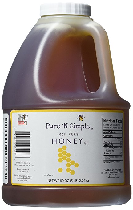 Pure N Simple 100% Pure Honey, 5 lb (80 oz) Bulk Size