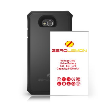 180 Days Warranty ZeroLemon LG L70 6400mAh Extended Battery  Free Black Extended TPU Full Edge Protection Case Worlds Highest LG L70 Capacity Battery with Worlds Only TPU Back Cover Combo Case
