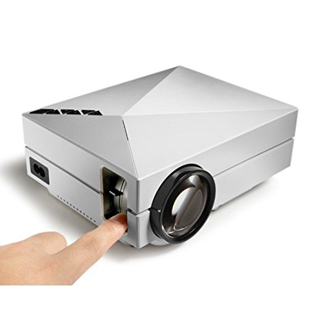 Tronfy®Brand New White Multimedia Mini LCD LED Projector 800*480 1000Lumen Private Cinema HDMI Input SD Card Slot USB VGA Port 3-in-1 AV In French English enjoy Video Movie Game