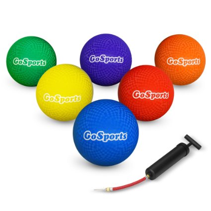 GoSports Playground Ball (Set of 6) with Carry Bag and Pump, 8.5"
