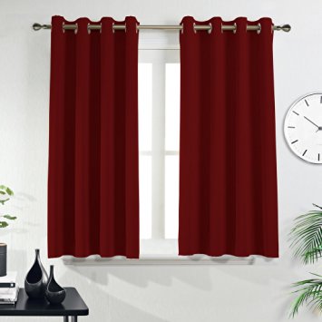 Ponydance Thermal Insulated Ring Top Blackout Curtains Window Treatment for Kid's Room, 46 x 54 inches (2 Pack,Red)